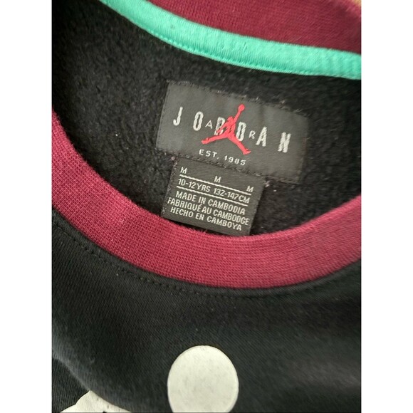 Nike Jordan Logo Stack Sweatshirt Crewneck Boy's Sz M Youth Black Pockets - Picture 6 of 6